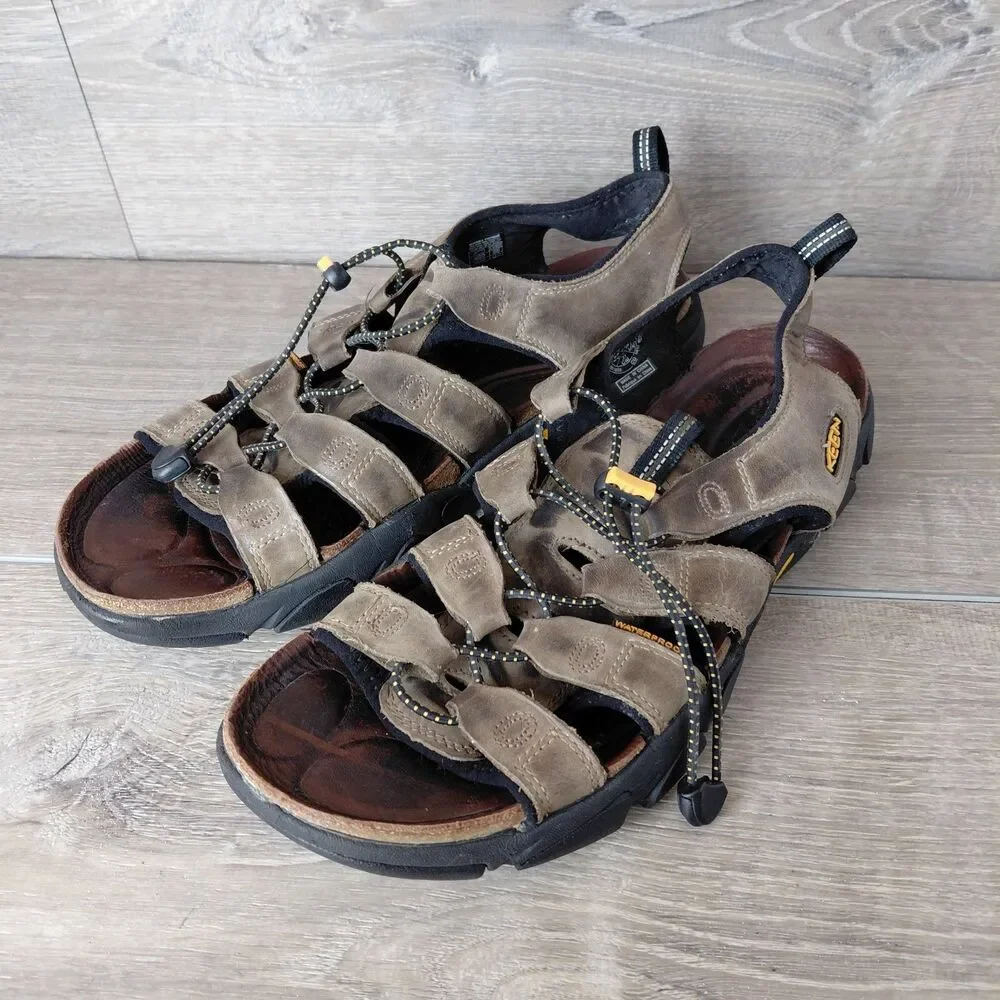 Keen Daytona II Sandals Men 13 Brown Leather Waterproof Outdoor Hiking Fisherman